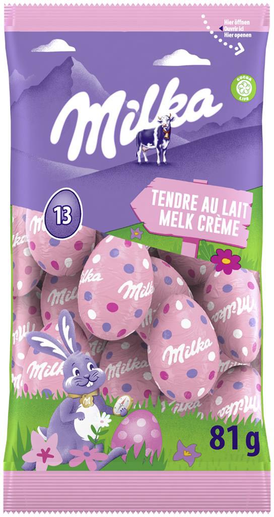 Milka paaseitjes, 81 g, melk crème