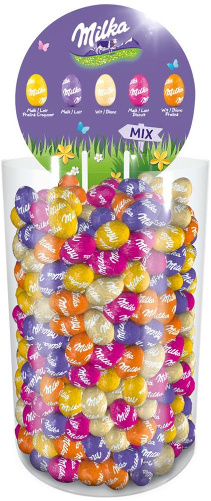 Milka paaseitjes, tube van 2,268 kg, assortiment van smaken