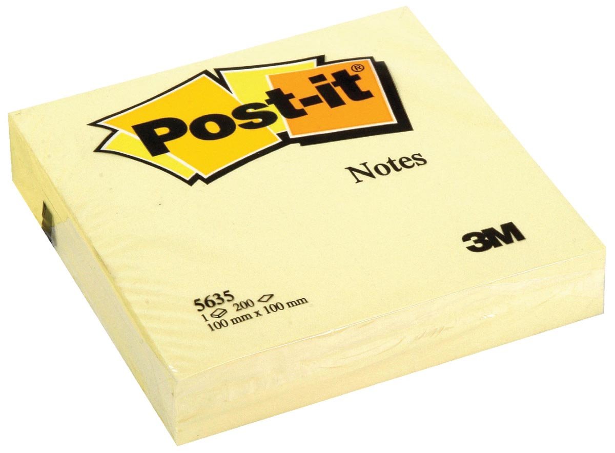 Post-it Notes ft 101 x 101 mm, geel, blok van 200 vel afbeelding