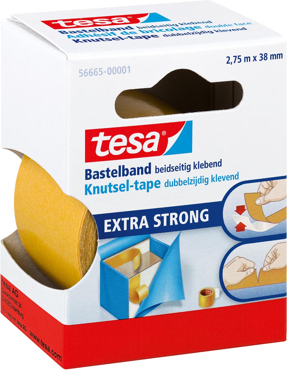 TESA knutseltape, dubbelzijdig, ft 38 mm x 2,75 m afbeelding