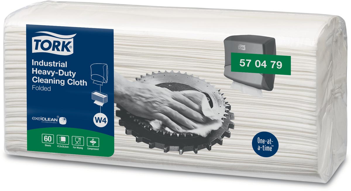 Tork Industrial Heavy-Duty reinigingsdoek, 60 vel, systeem W4, wit afbeelding