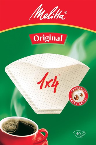 Filtres à Café Melitta Taille 1x4 | 40 Unités | Biodégradables FSC | Pour Cafetières Filtre | Goût Riche