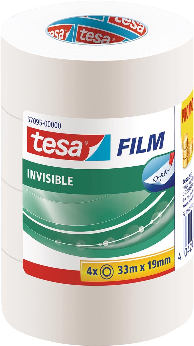 tesafilm invisible Transparent film with matte finish, 4 x 33m x 19mm, Promo