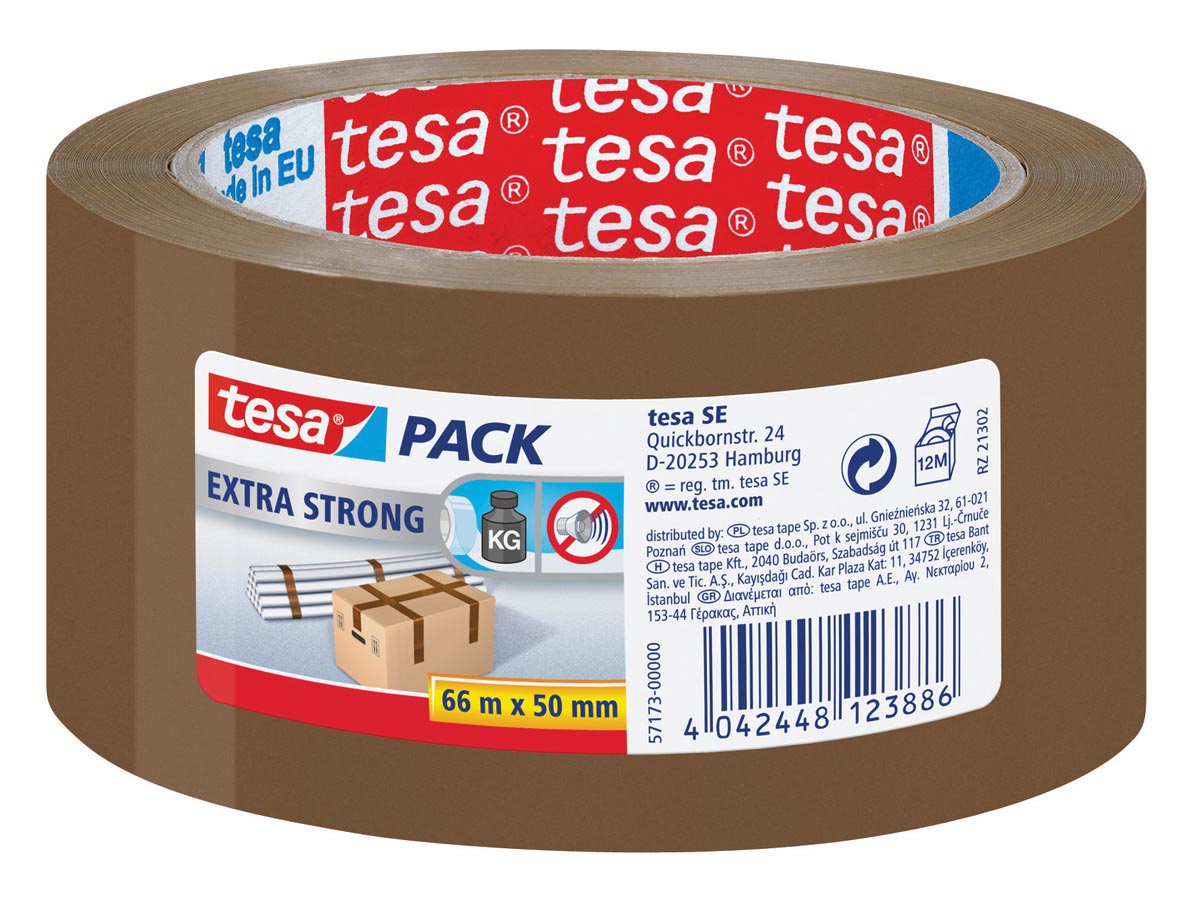 Tesa verpakkingsplakband Extra Strong, ft 50 mm x 66 m, PVC, bruin afbeelding