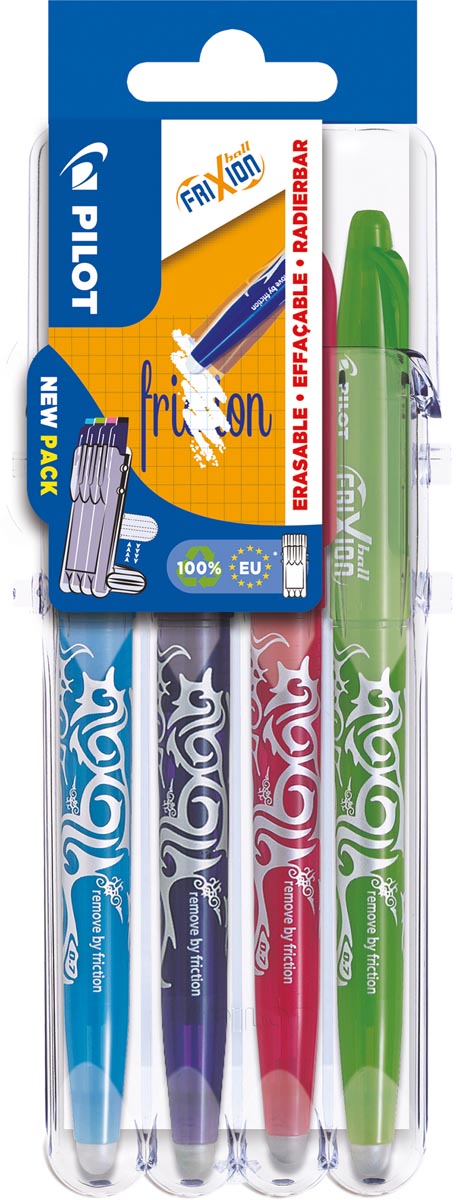 Pilot gelroller Frixion Ball 2 Go, blister met 4 stuks in geassorteerde kleuren afbeelding