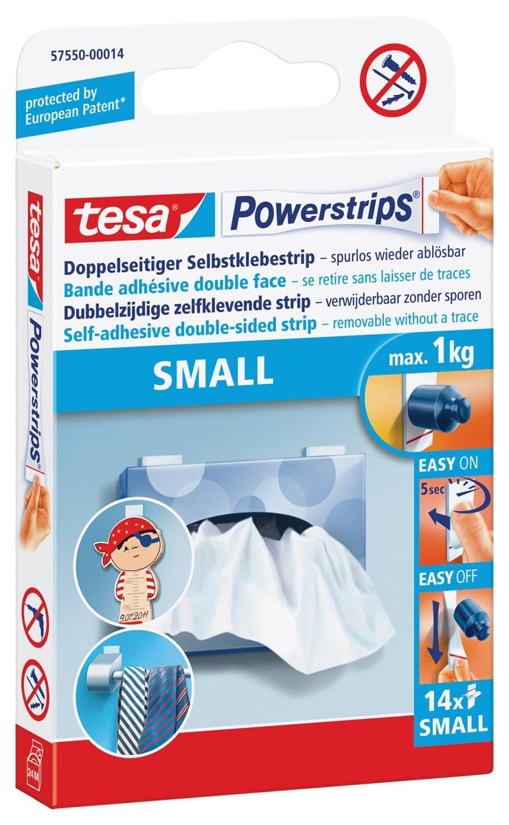 tesa Powerstrips SMALL, draagkracht 1 kg, blister van 14 stuks afbeelding