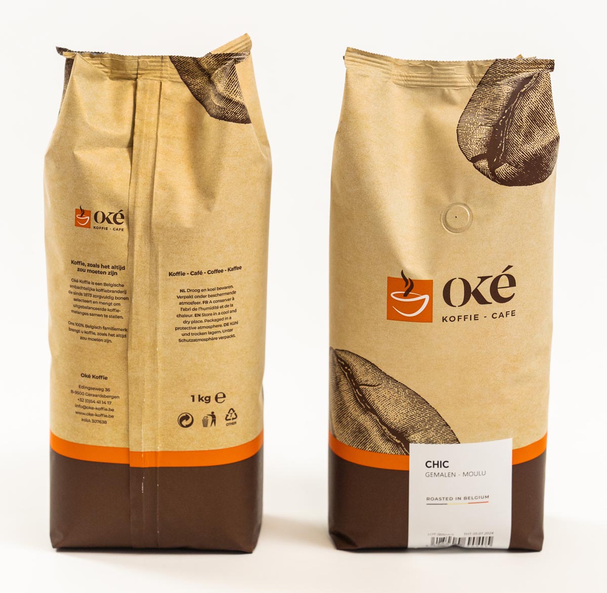 Oké koffie, gemalen, zak van 1 kg, Chic afbeelding