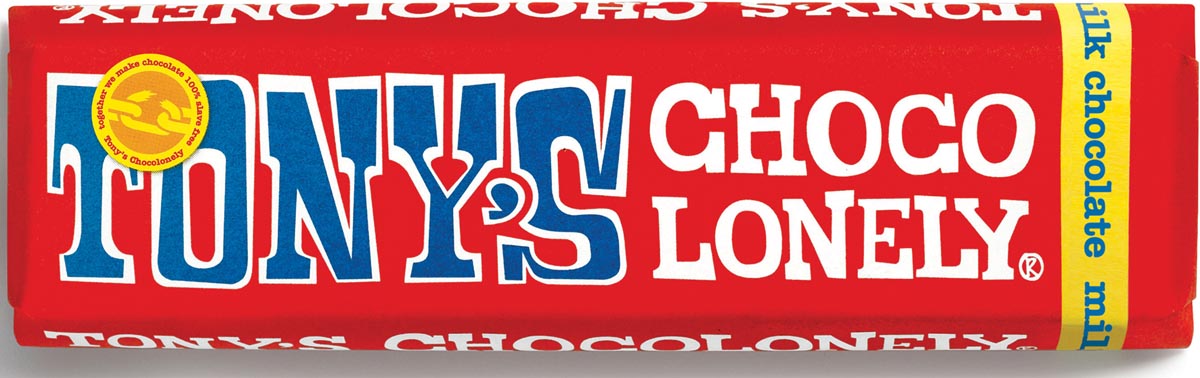 Tony's chocolonely chocolade, reep van 47 gram, melk
