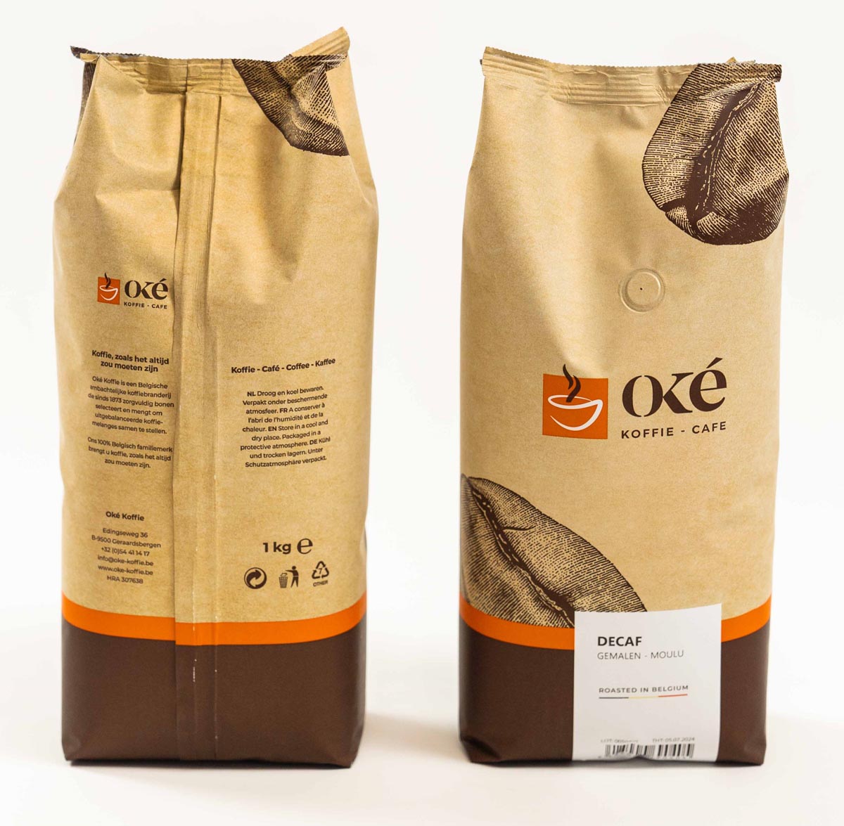 OKE Koffie Oké koffie gemalen zak van 1 kg Deca