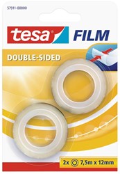 Tesafilm Double-Sided, ft 7,5 m x 12 mm, blister van 2 stuks