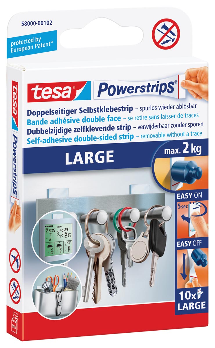Tesa kleefstrip Powerstrips, draagkracht 2 kg, blister van 10 stuks afbeelding
