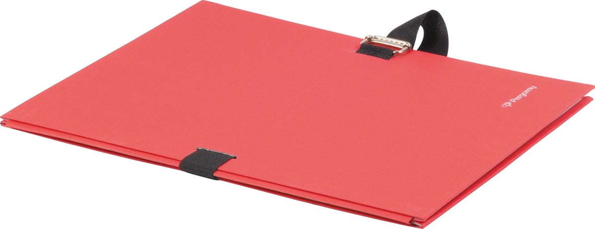Pergamy uitschuifmap, voor ft A4, uitrekbare rug tot 13 cm, rood