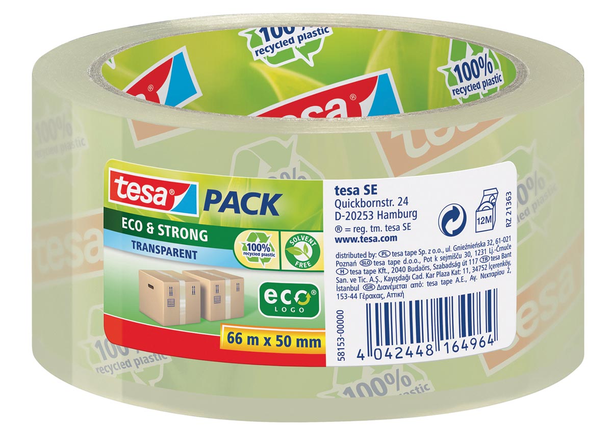 Tesapack eco & strong ecoLogo, ft 50 mm x 66 m, PP, transparant afbeelding
