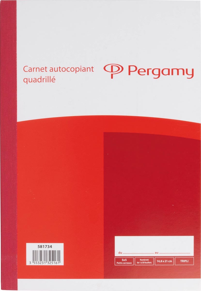 Pergamy orderboek, zelfkopiërend, drievoud, 3 x 50 vel, formaat 14,8 x 21 cm