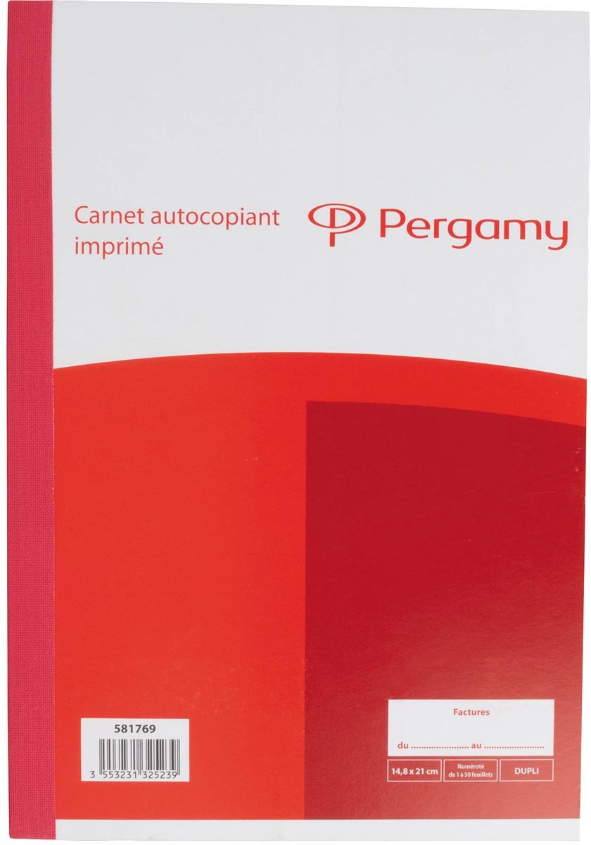 Pergamy orderboek, met opdruk Facture, zelfkopiërend, tweevoud, 2 x 50 vel, formaat 14,8 x 21 cm