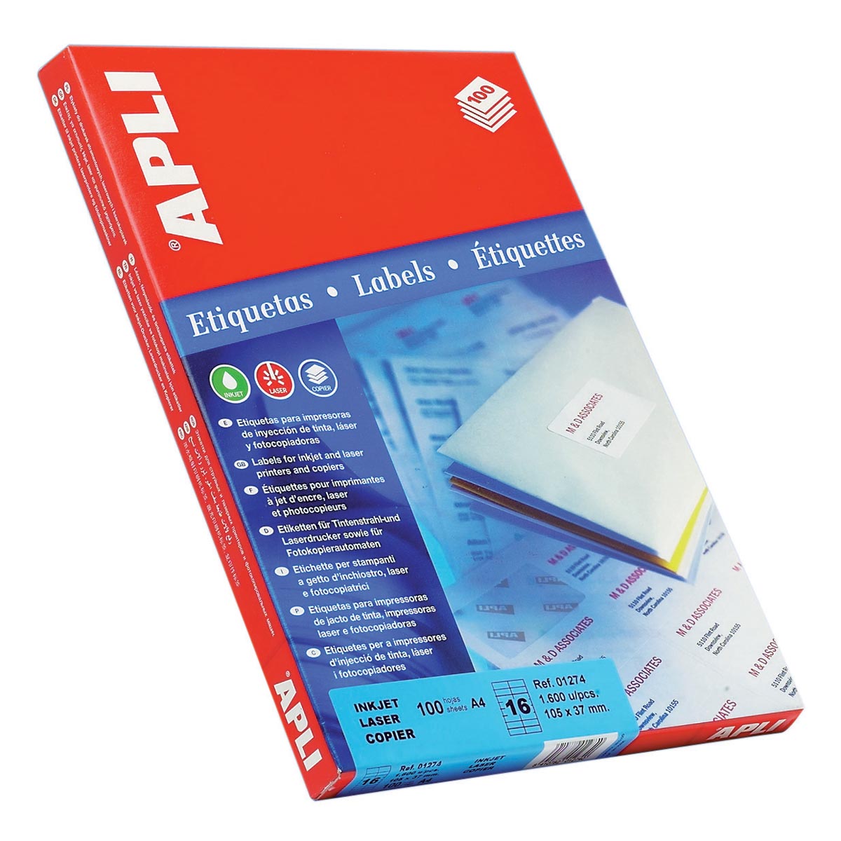 Apli Witte Etiketten Ft 64 X 339 Mm B X H 2400 Stuks 24 Per Blad 2409 huismerk kopen in de aanbieding