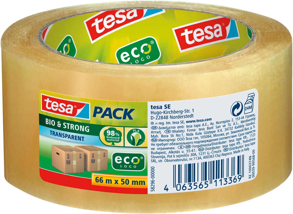 tesa verpakkingsplakband Bio & Strong , ft 50 mm x 66 m afbeelding