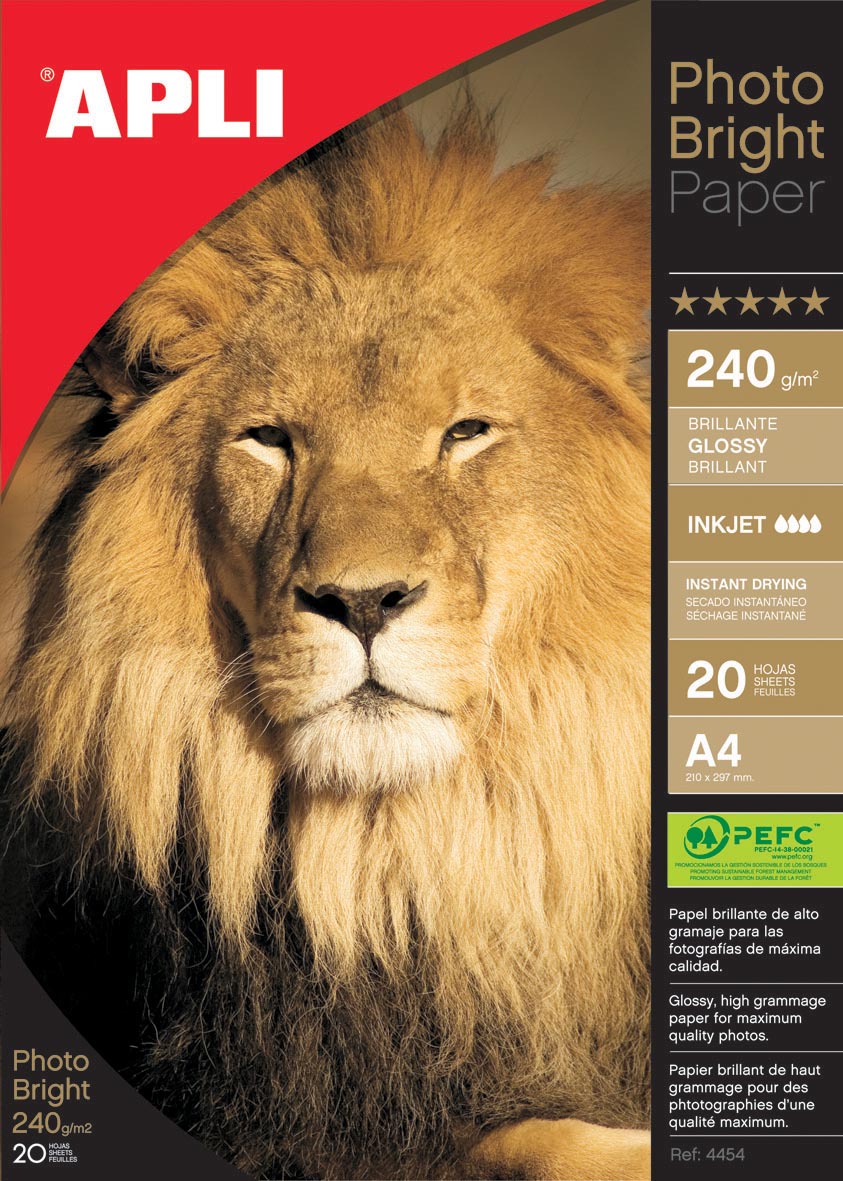 Apli fotopapier Photo Bright ft A4, 240 g, pak van 20 vel afbeelding