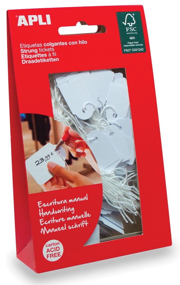 Apli draadetiketten ft 22 x 35 mm (b x h) (7011), etui van 100 stuks afbeelding