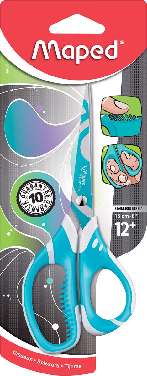 Maped schaar Zenoa Fit 15 cm, in geassorteerde kleuren, op blister