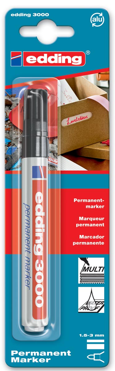 Edding Permanent Marker 3000 Zwart Op Blister huismerk kopen in de aanbieding