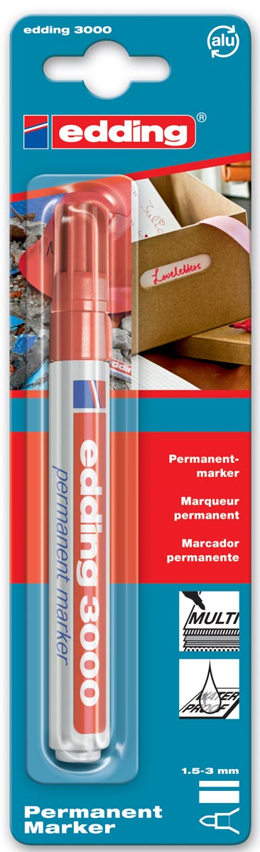 Edding Permanent Marker 3000 Rood Op Blister huismerk kopen in de aanbieding
