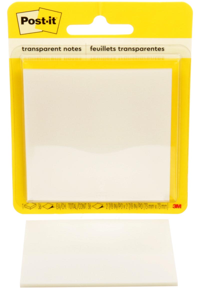 Post-it Transparent Notes, 36 vel, ft 73 x 73 mm, op blister afbeelding