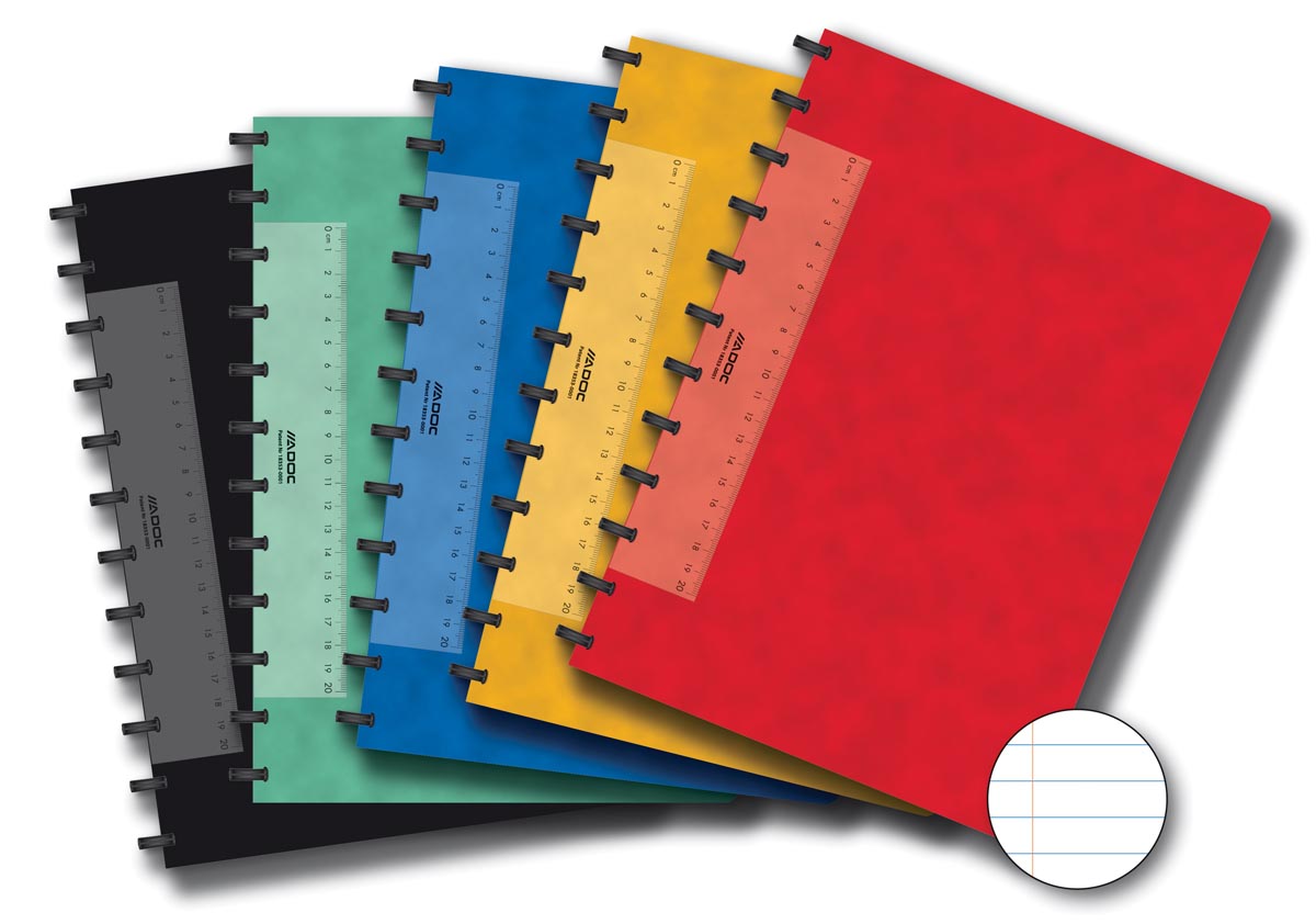 Adoc Classic schrift, ft A4, 144 bladzijden, gelijnd, geassorteerde kleuren Adoc Classic schrift, ft A4, 144 bladzijden, gelijnd, geassorteerde kleuren
