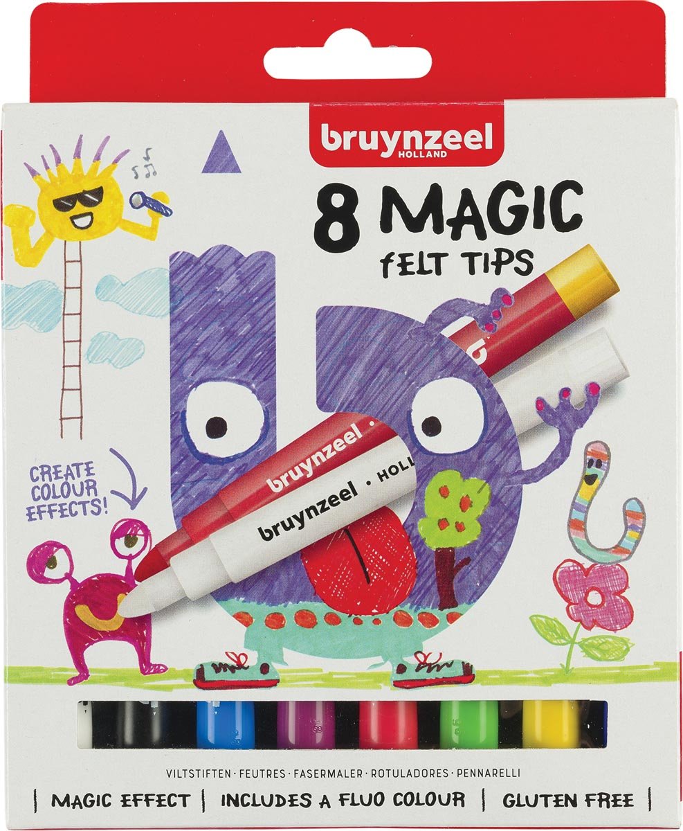 Bruynzeel Magic viltstiften, etui van 8 stuks afbeelding
