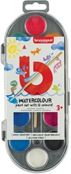 Bruynzeel Kids waterverf, set van 12 geassorteerde kleuren, in ophangbaar doosje
