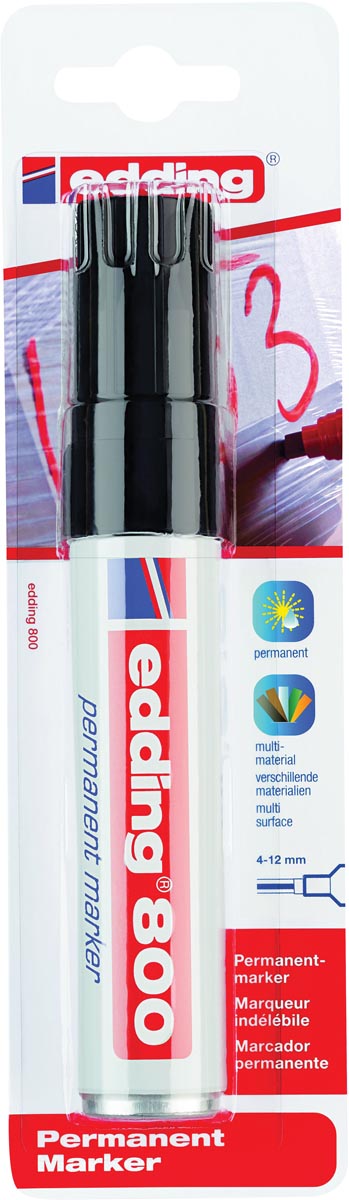 Edding permanent marker 800 zwart, op blister afbeelding