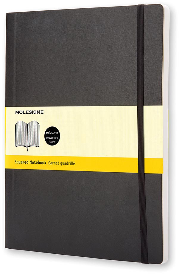 Moleskine notitieboek, ft A4, geruit, harde cover, 192 blad, zwart