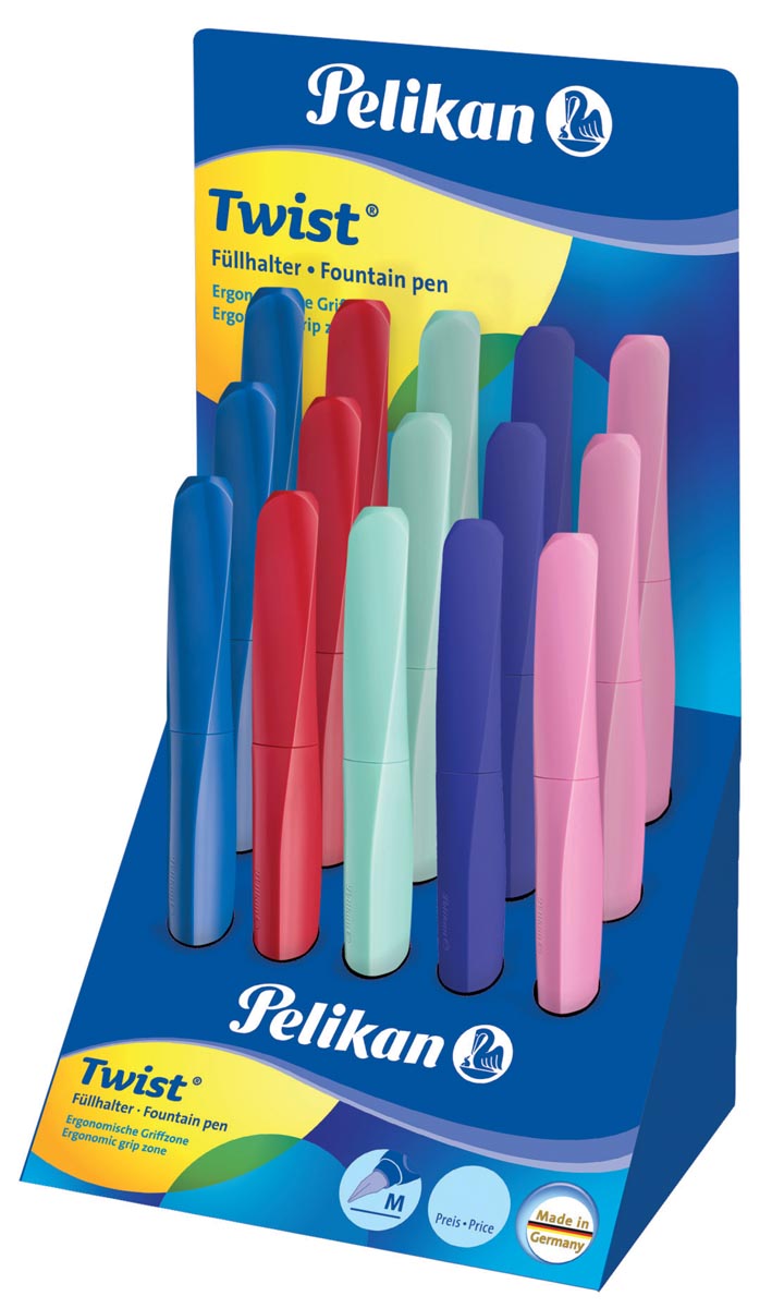 Pelikan vulpen Twist display met 15 stuks in geassorteerde kleuren