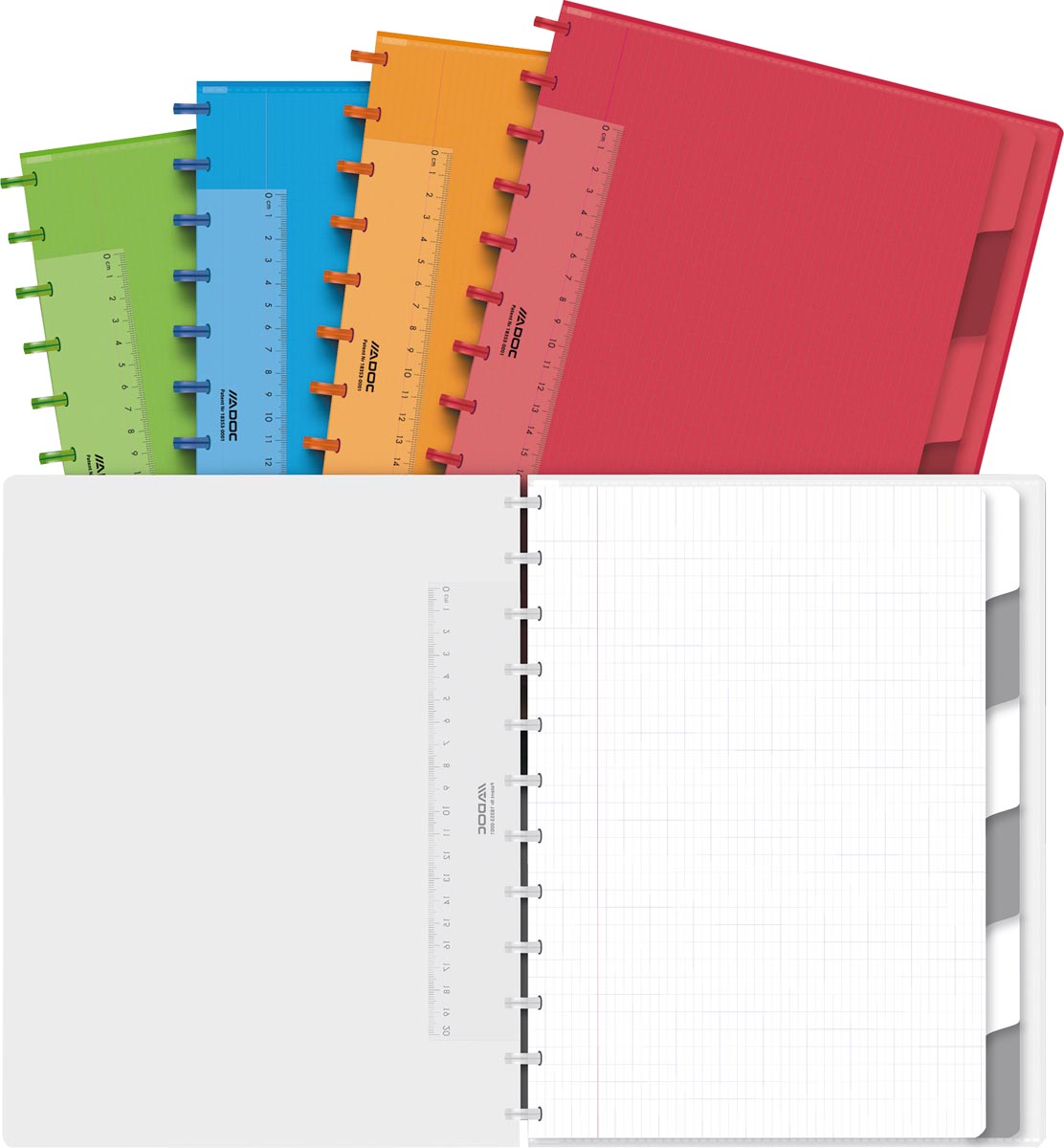 Adoc Colorlines schrift, ft A4, 144 bladzijden,commercieel geruit, geassorteerde kleuren afbeelding