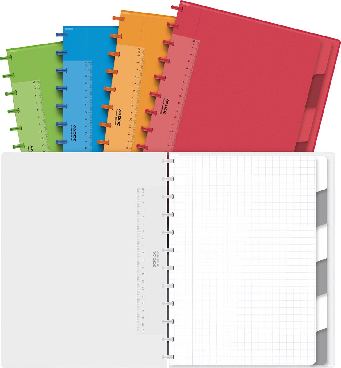Adoc Colorlines schrift, ft A4, 144 bladzijden, geruit 5 mm, geassorteerde kleuren afbeelding