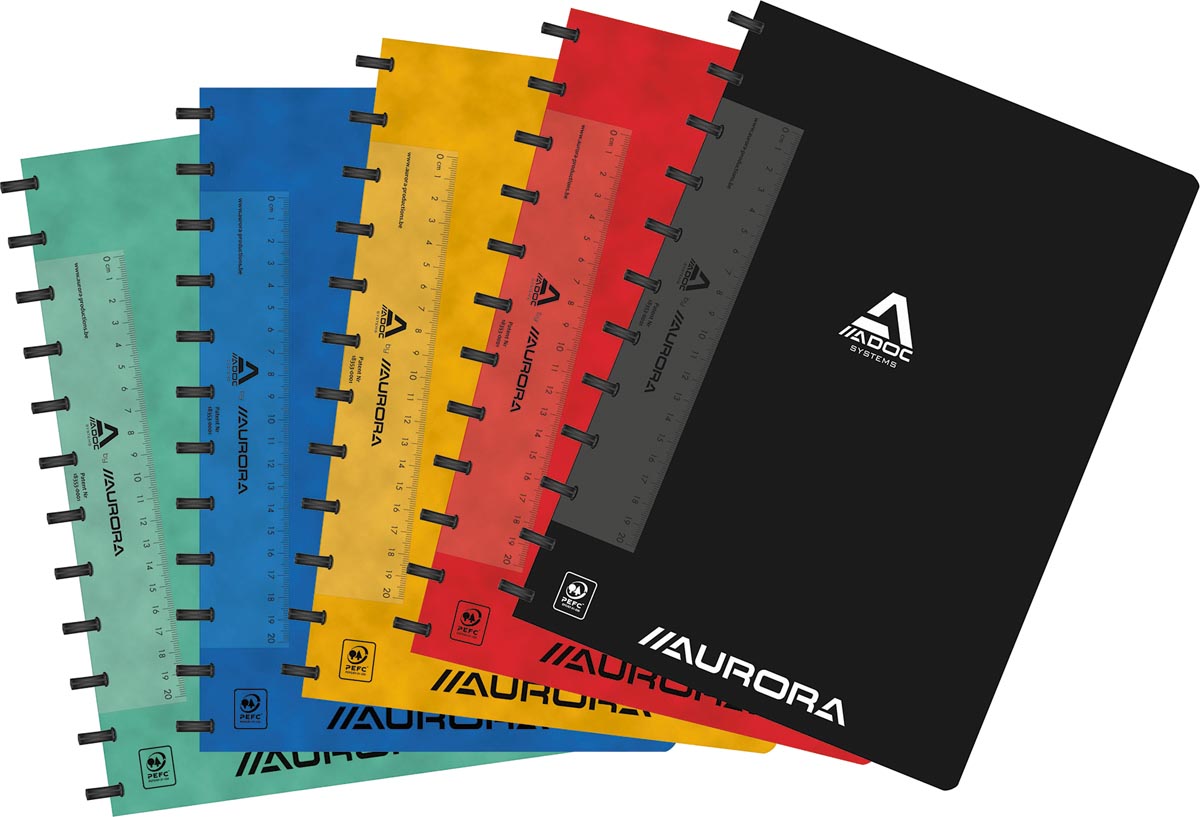 Adoc Classic schrift, ft A4, 144 bladzijden, geruit 5 mm, geassorteerde kleuren afbeelding