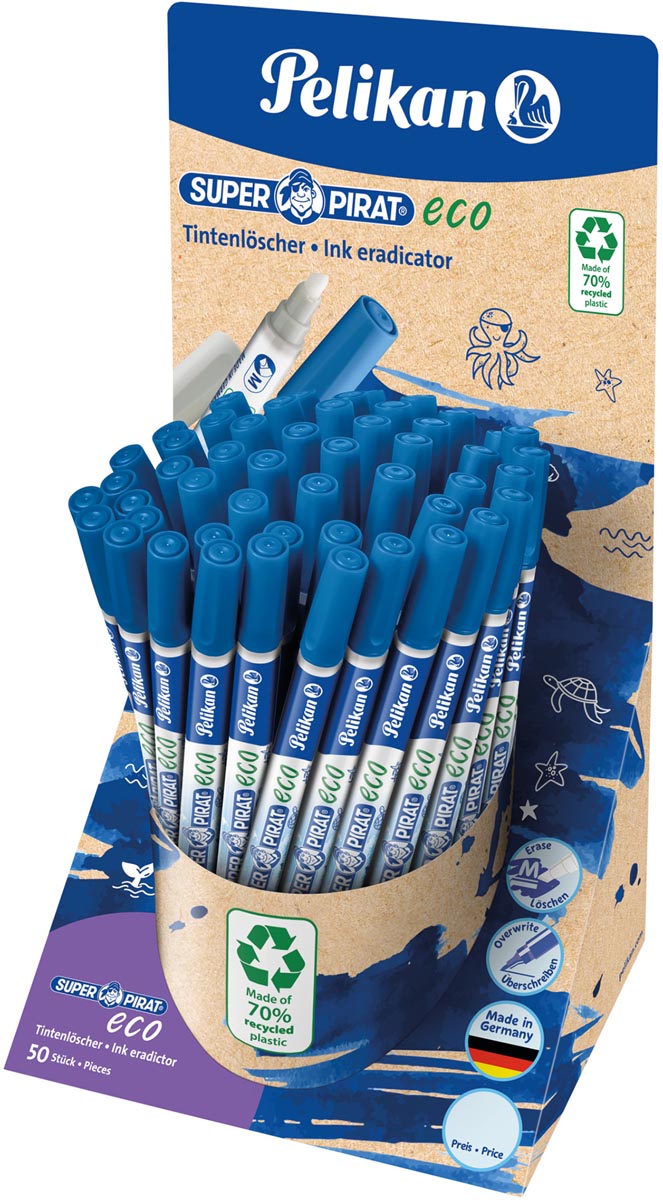 Pelikan Super Pirat Eco inktuitwisser, display van 50 stuks Pelikan Super Pirat Eco inktuitwisser, display van 50 stuks