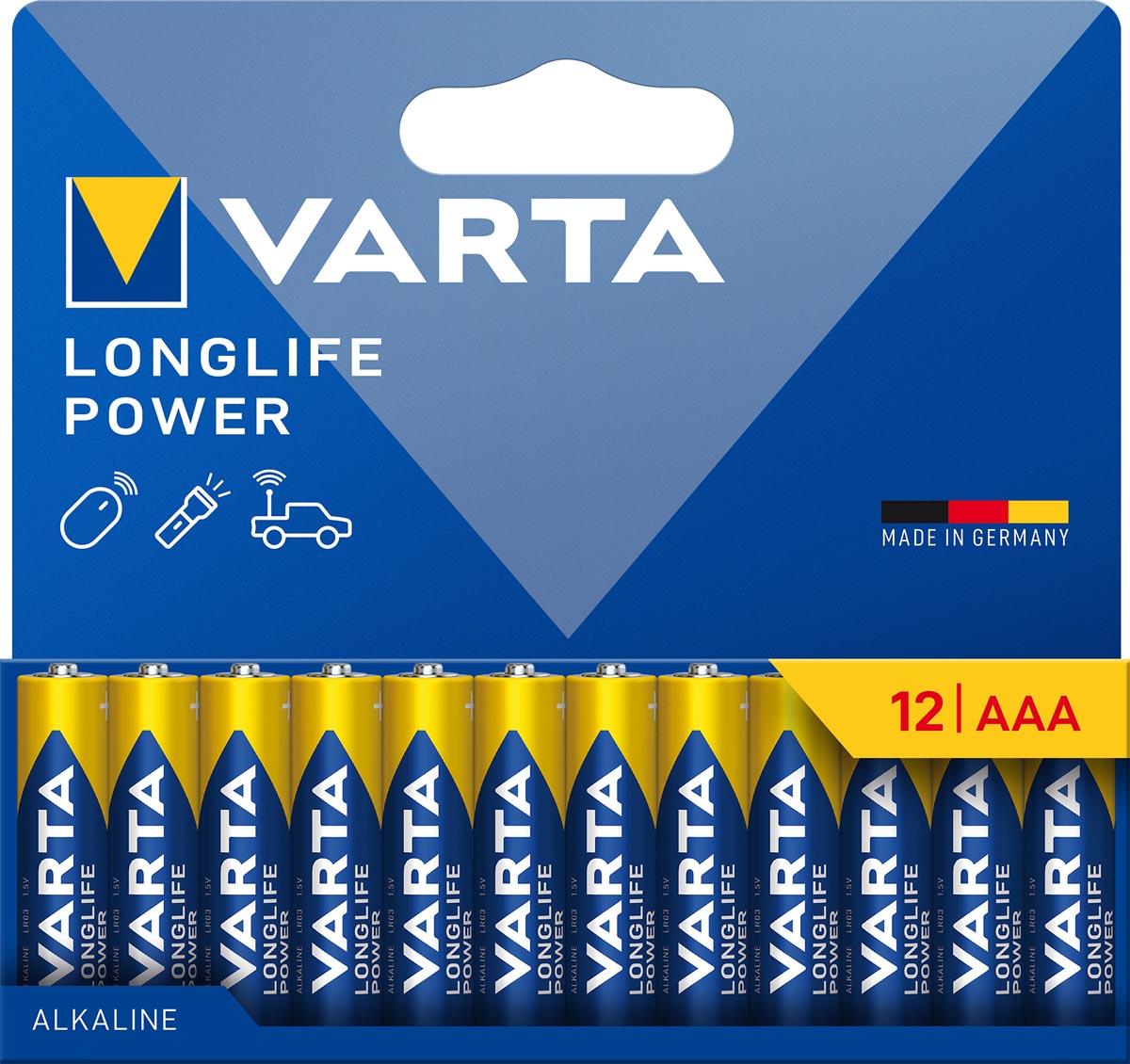Varta batterij Longlife Power AAA, blister van 12 stuks