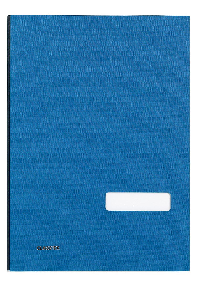 Class'ex handtekenmap, linnen omslag, blauw
