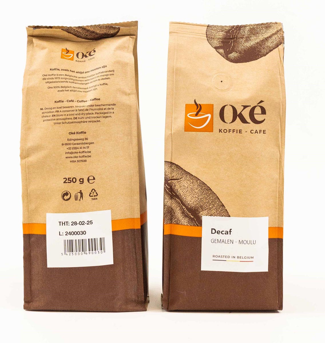 Oké koffie, gemalen, pak van 250 g, Deca afbeelding