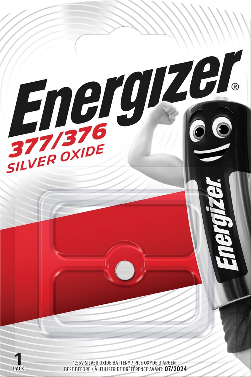 Energizer knoopcel 377/376, op blister afbeelding