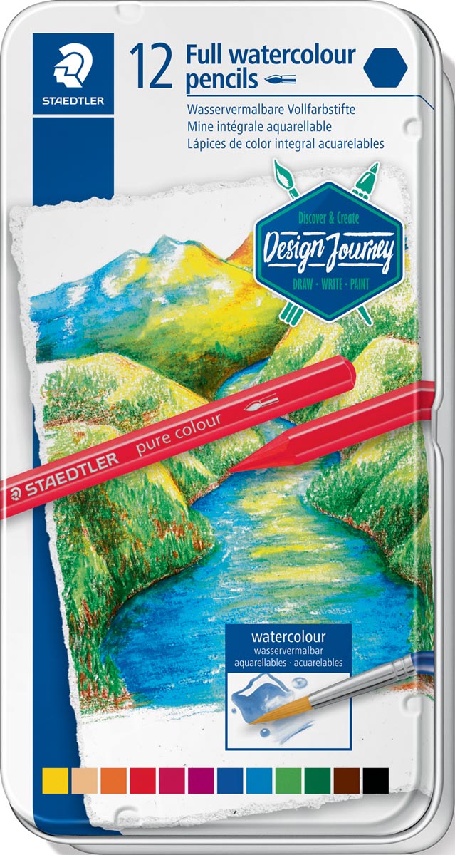 Staedtler aquarel potlood Massief, metalen doos met 12 kleuren