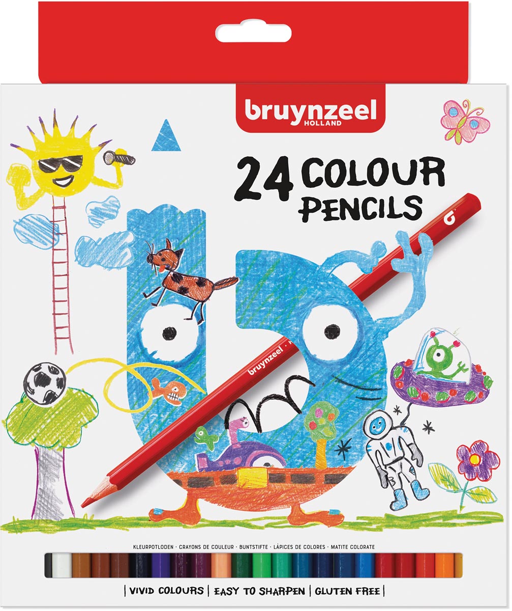 Bruynzeel Kids kleurpotloden, set van 24 stuks in geassorteerde kleuren afbeelding