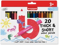 Bruynzeel Kids korte dikke kleurpotloden, set van 20 stuks in geassorteerde kleuren