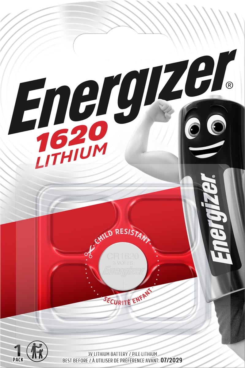 Energizer knoopcel CR1620, op blister afbeelding