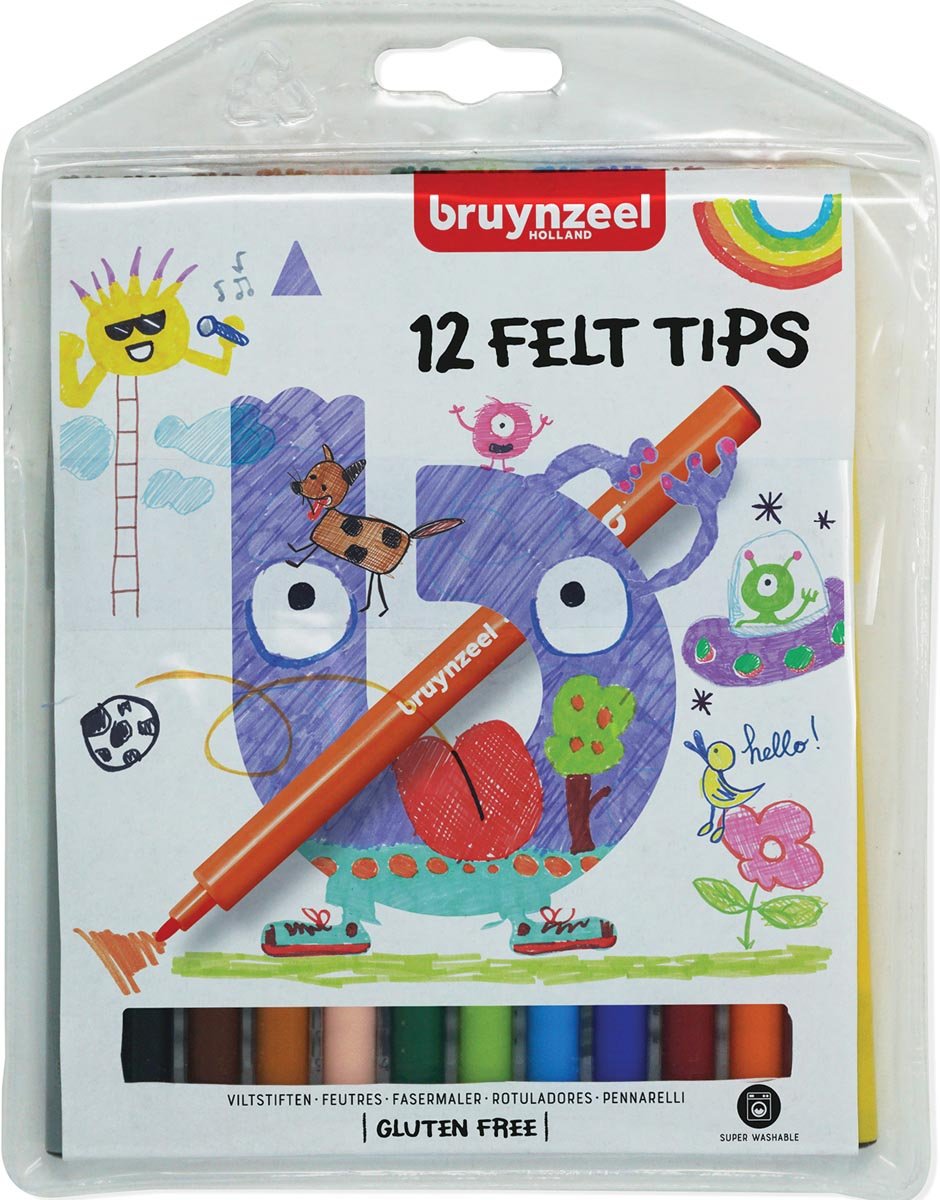 Bruynzeel Kids viltstiften, etui van 12 stuks