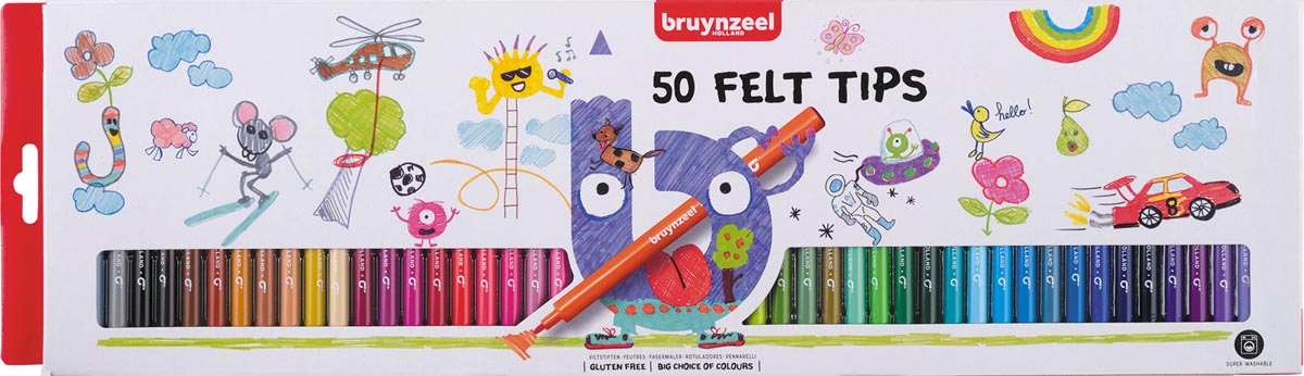 Bruynzeel viltstiften, etui met 50 stuks Bruynzeel viltstiften, etui met 50 stuks