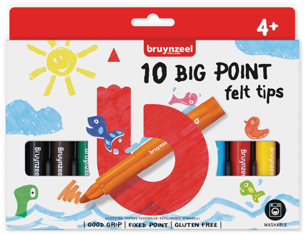 Bruynzeel Kids viltstiften Big Point, set van 10 stuks in geassorteerde kleuren