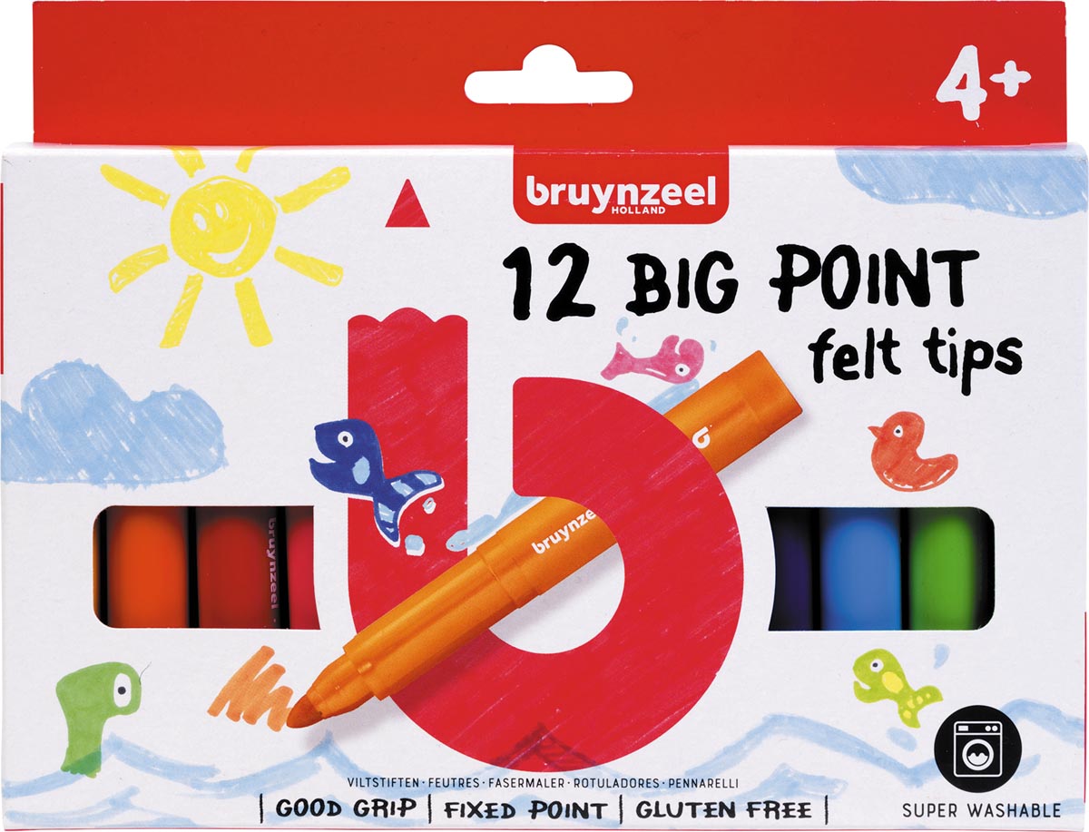 Bruynzeel Kids viltstiften Big Point, set van 12 stuks, assorti afbeelding