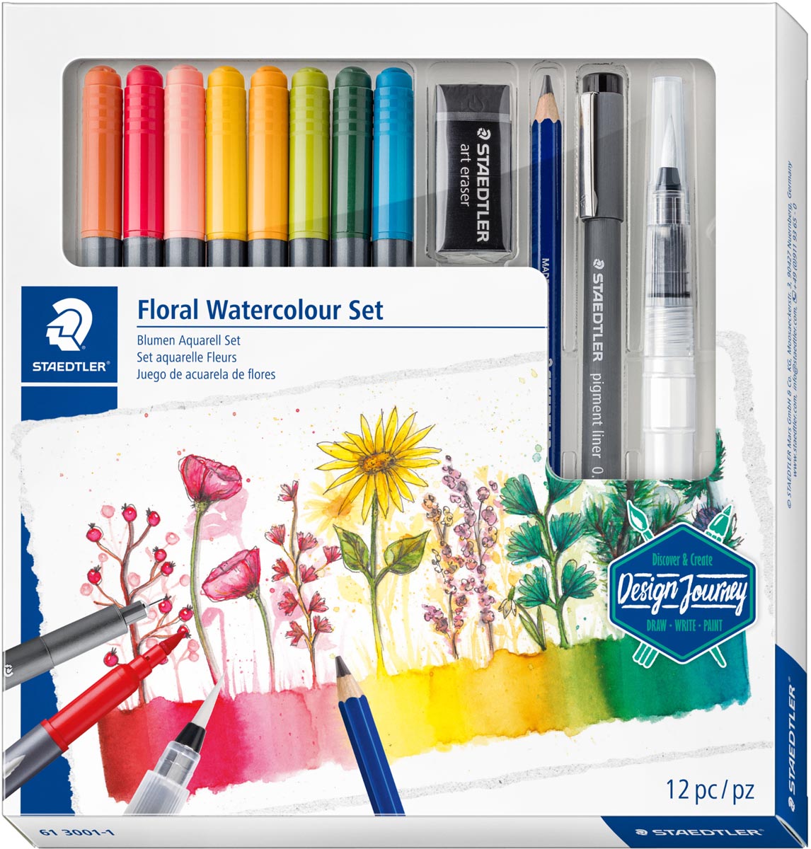 Staedtler Floral Watercolour Set, set van 12 stuks afbeelding